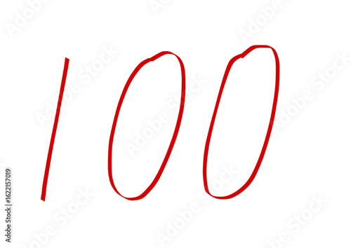 手書き風の赤い数字100