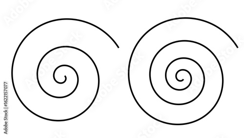 二つのシンプルな渦巻き線画デザイン