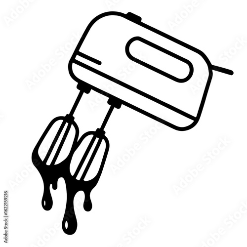 Electric Hand Beater with Dripping Batter Icon Vector