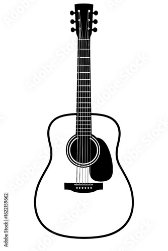 Acoustic Guitar Line Art Vector - Classic Musical Instrument Illustration