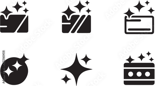 Sparkling Clean Surface Vector Icon Set for Hygiene and Freshness