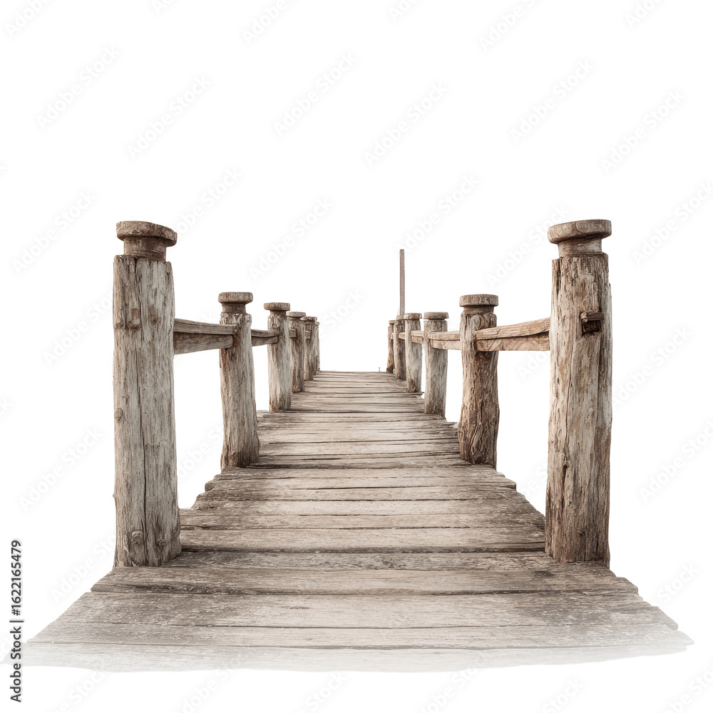 Obraz premium Perspective view of a weathered wooden dock