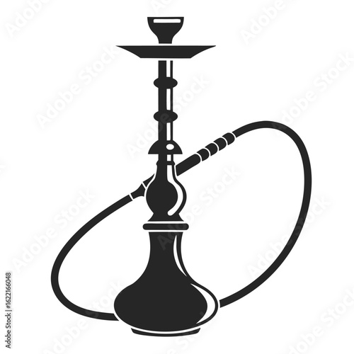 Simple Silhouette of Hookah with Hose Detail