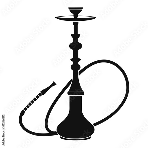 Black Vector Silhouette of Shisha Smoking Pipe