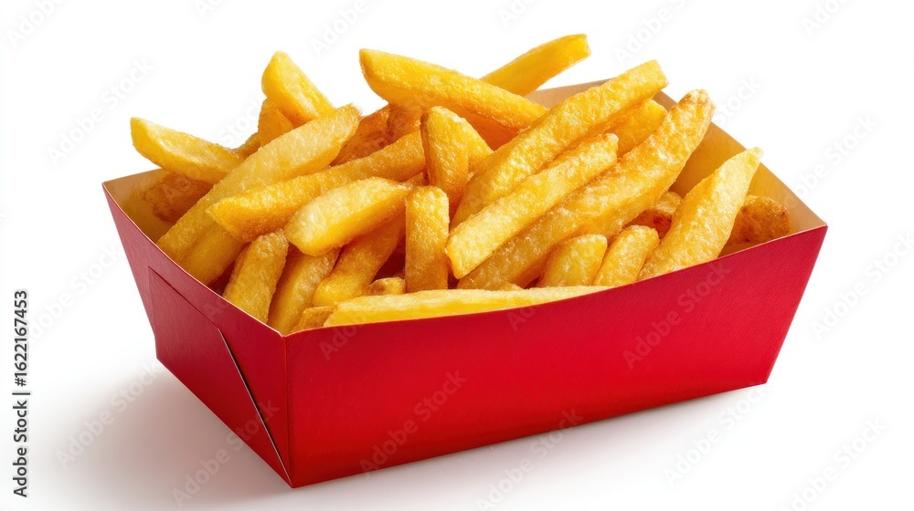 Crispy French Fries in a Red Paper Tray Crispy French Fries in a Red Paper Tray
