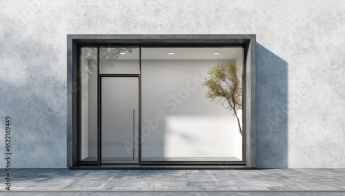 Modern storefront with empty display