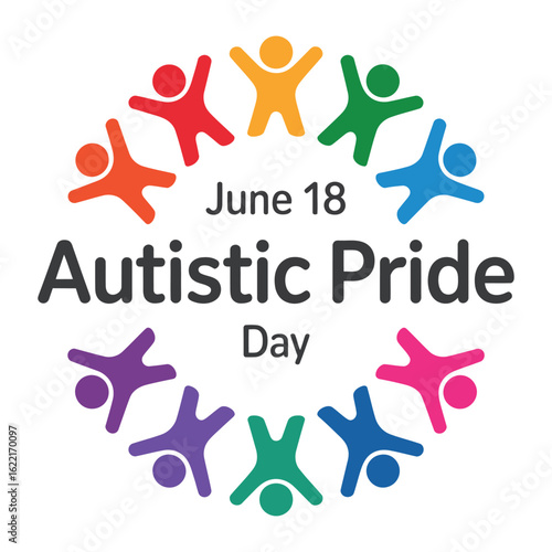 Autistic Pride Day Vector Graphic with Colorful Human Icons and Circular Layout, autistic pride day, autism pride