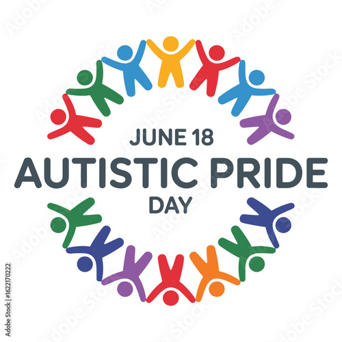 Autistic Pride Day Vector Graphic with Colorful Human Icons and Circular Layout, autistic pride day, autism pride