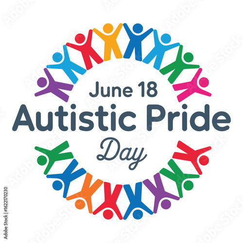 Autistic Pride Day Vector Graphic with Colorful Human Icons and Circular Layout, autistic pride day, autism pride