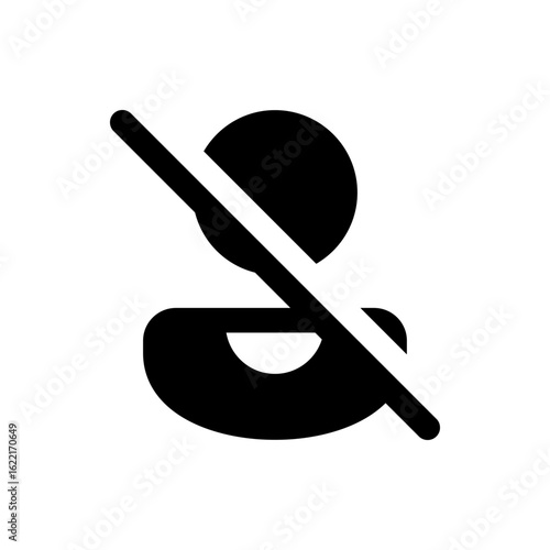 Person icon with a diagonal line through it representing deletion or removal in black and white format