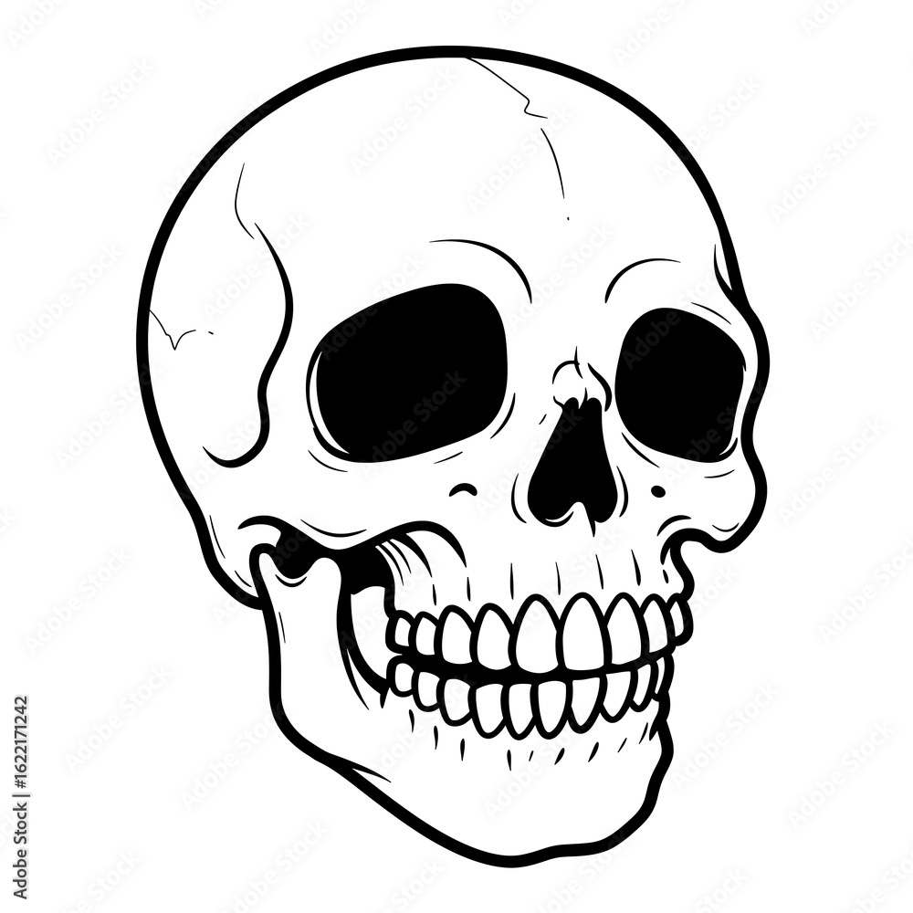 Obraz premium Elegant Line Art Skull: Monochrome Portrait