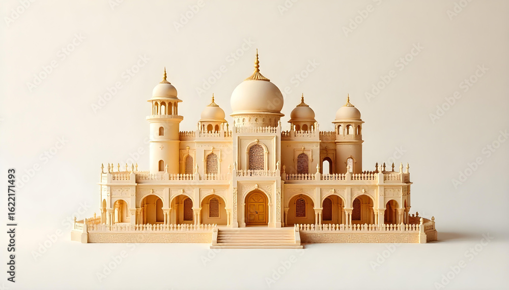 Obraz premium Traditional Ornamental Temple Architecture Isolated on White Background for Cultural Heritage and Spiritual Landmark Concept