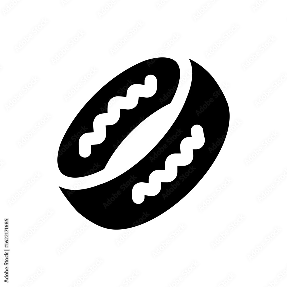 Illustration of a single coffee bean with a wavy line pattern in a black and white color scheme design Illustration of a single coffee bean with a wavy line pattern in a black and white color scheme design