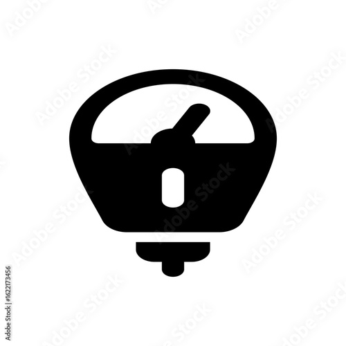 Illustration of a black parking meter with a dial and a pointer indicating the time remaining, simple design