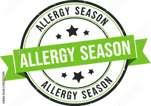 Allergy Season text in a green circle on white background