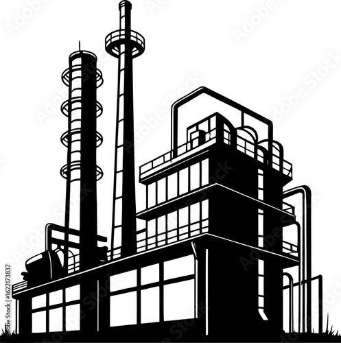 Industrial Oil Refinery Silhouette for Energy Production