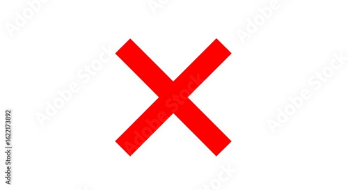 Red cross mark isolated on white background, a symbol of error and rejection