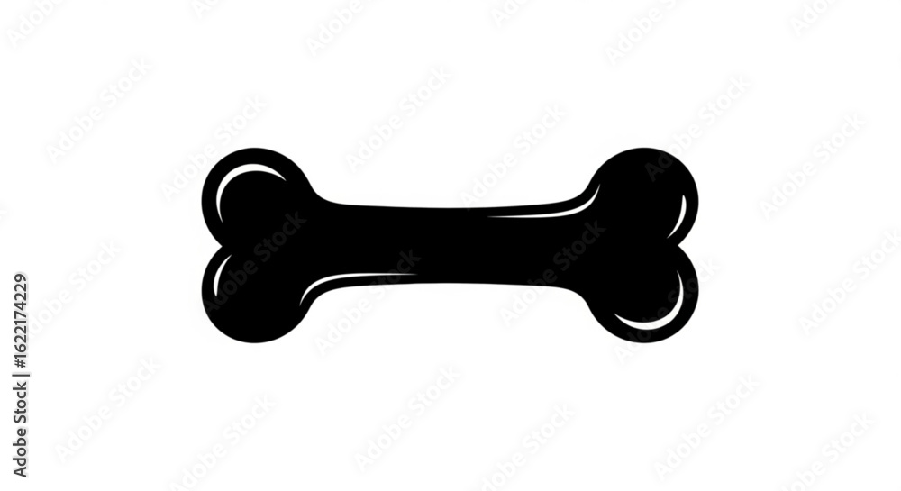 Black dog bone isolated on white background, pet food and treat vector Black dog bone isolated on white background, pet food and treat vector