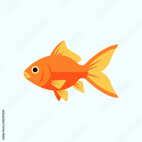 Orange goldfish swimming against a light blue background.