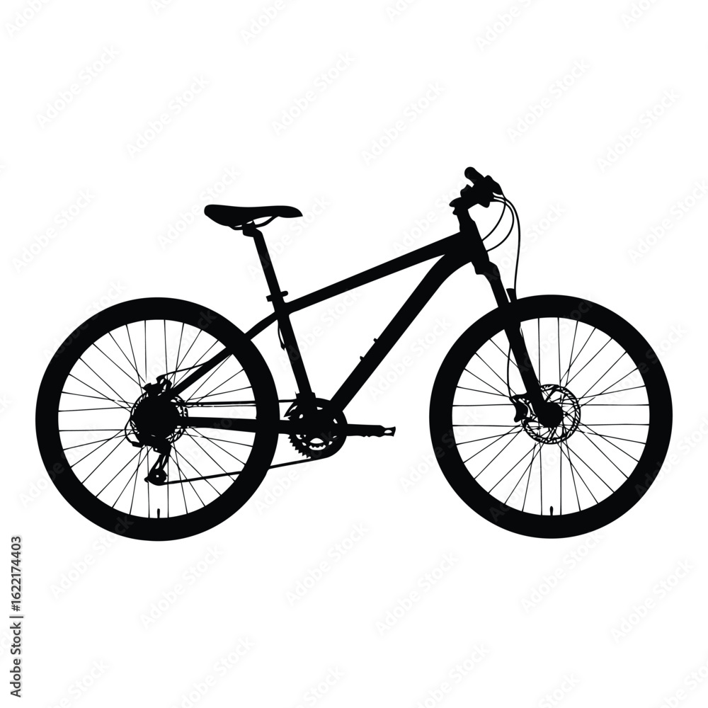 Fototapeta premium Art of silhouette of a mountain bicycle isolated on white background