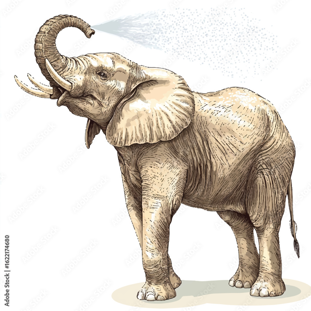 Obraz premium a elephant spraying water