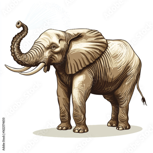 a elephant spraying water