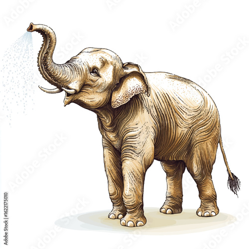 a elephant spraying water