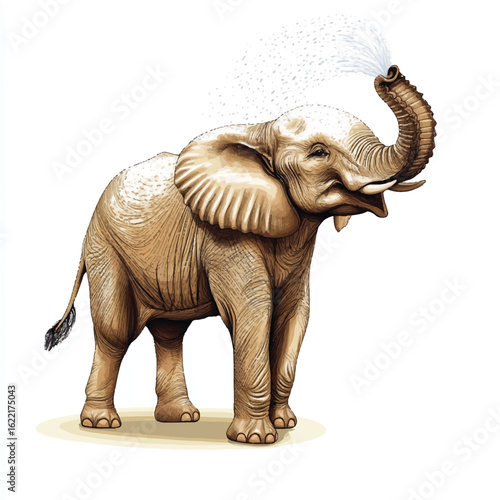 a elephant spraying water