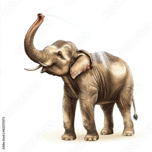 a elephant spraying water