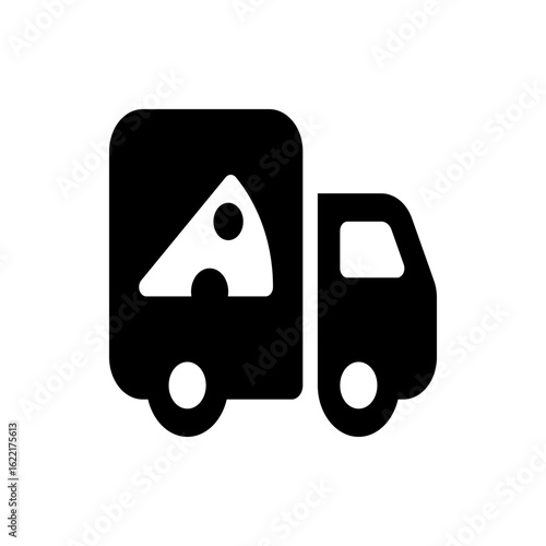 Black abstract shape with a hole and a separate circle floating above it on a white background view