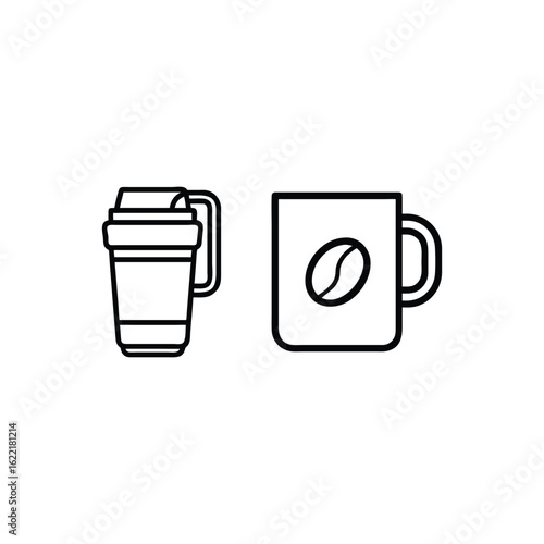 2 nos coffee cup icon vector art illustration on white background 