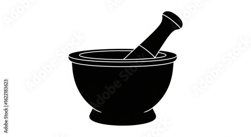 Mortar and pestle isolated on white background, vector illustration