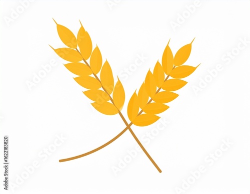 Two ears of wheat isolated on white. Vector illustration