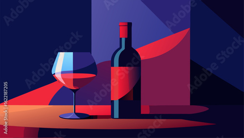 wine bottle and glass