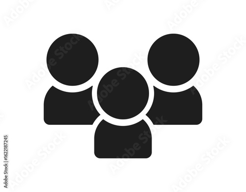 3人の人物のバストアップの黒いシルエットアイコン･ピクトグラム -グループ･相関関係のイラスト素材
