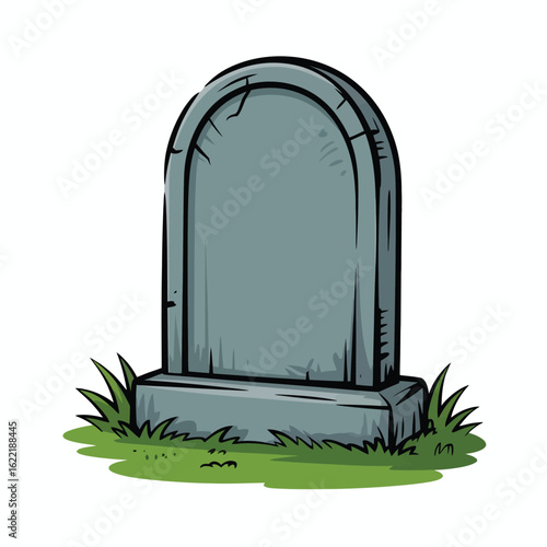 Blank gravestone monument on grass with cracked texture