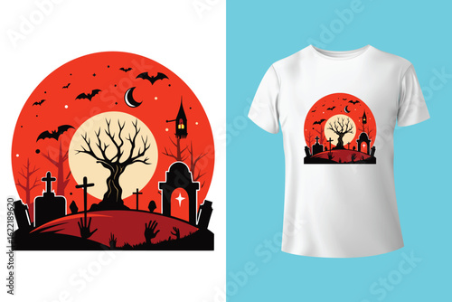 The cute black cat and skull vintage halloween t-shirt design