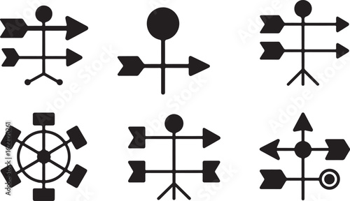 Weather Vane and Directional Arrow Icon Set