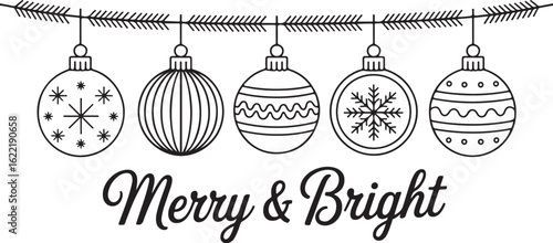 Christmas ball icon. Set of christmas balls. Christmas ball icons in flat linear design. Vector illustration