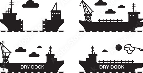 Dry Dock Ship Icon Set