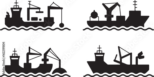 Shipping Cargo and Industrial Vessel Icons