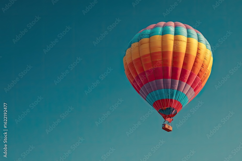 Naklejka premium Colorful hot air balloon in vibrant sky