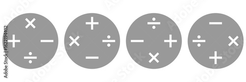 Round plus sign and minus sign icon set. Vector. plus minus icon. plus-minus math sign, positive and negative symbol, addition and subtraction sign, vector illustration. EPS 10.