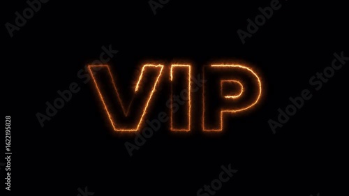 vip neon text animation used for exclusive events, access passes, luxury branding and elite membership visuals on black background.