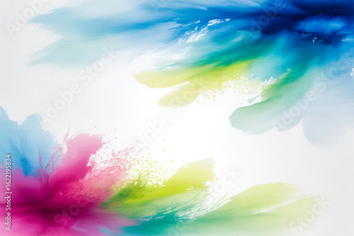 Vibrant abstract paint splashes background blue