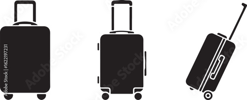 Travel bag icon set. vacation, tourism and luggage symbol.