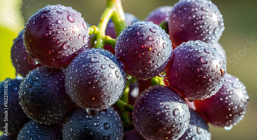 Wallpaper Mural A close-up shot displaying of fresh ripe grapes with water droplets glistening beautifully under sunlight showcasing the exquisite texture Torontodigital.ca