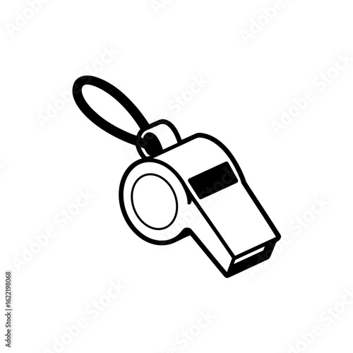 Whistle Blowing Activity, Sports Referee Equipment, Sports Field, Graphic Design, Minimalist, Close-up View, Sports Concept