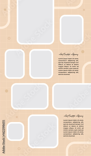 Pictures or photos frame collage, page grid layout abstract photo frames and digital photo wall template