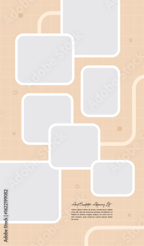 Pictures or photos frame collage, page grid layout abstract photo frames and digital photo wall template
